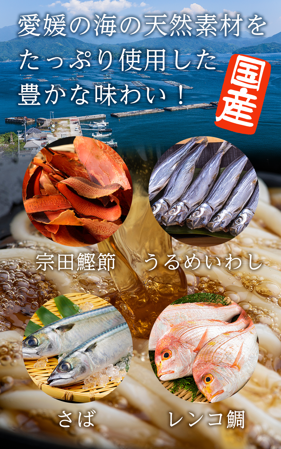 愛媛の海の天然素材をたっぷり使用した豊かな味わい！